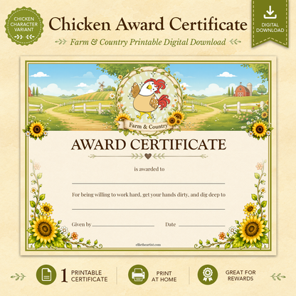 Farm & Country Printable Reward Certificate | Kids Award Certificate Digital Download