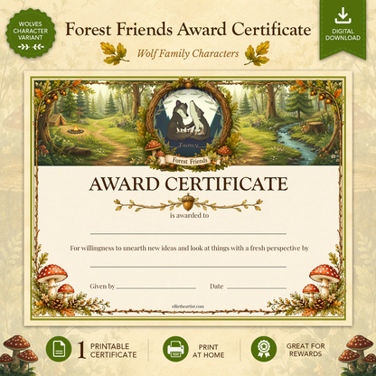 Forest Friends Printable Reward Certificate | Kids Award Certificate Digital Download