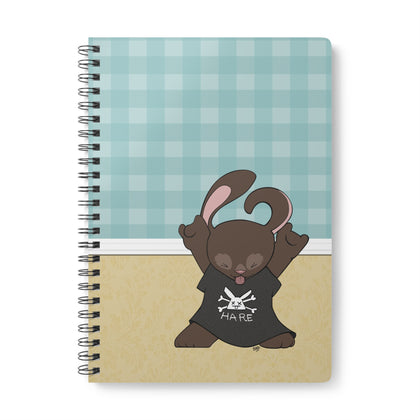 ROCKIN' OUT BUNNY Cartoon Notebook – 150 lined pages A5 Wirobound Softcover