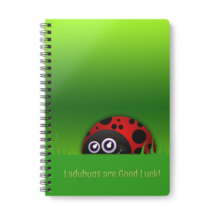 LADYBUGS ARE GOOD LUCK Cartoon Notebook – 150 lined pages A5 Wirobound Softcover