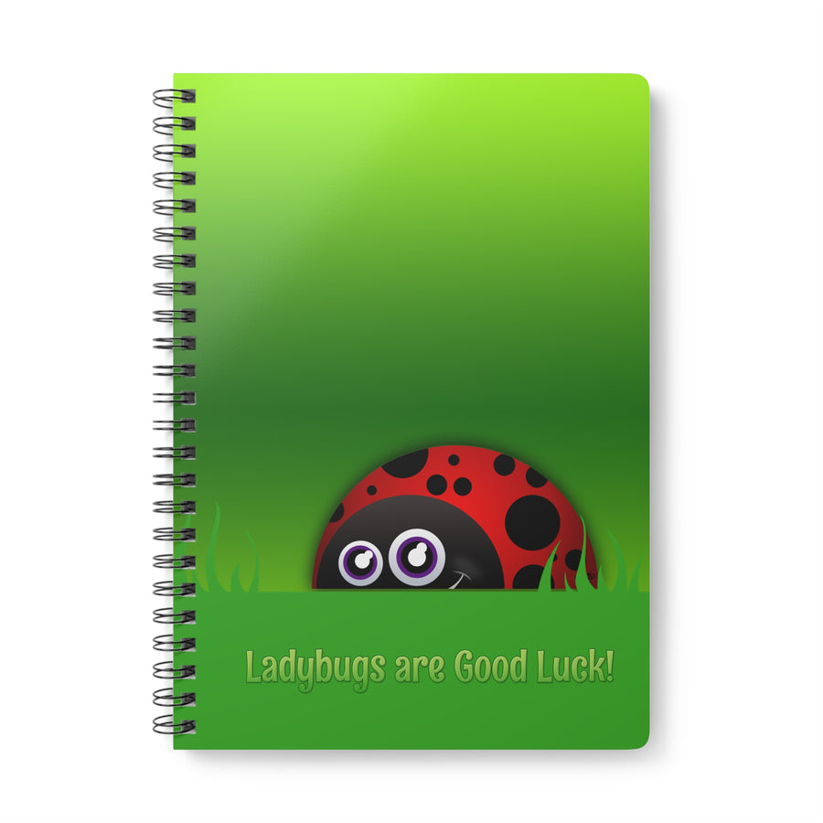 LADYBUGS ARE GOOD LUCK Cartoon Notebook – 150 lined pages A5 Wirobound Softcover