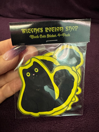 STICKER PACK: Witches Potion Shop, Black Cats | 4-Pack