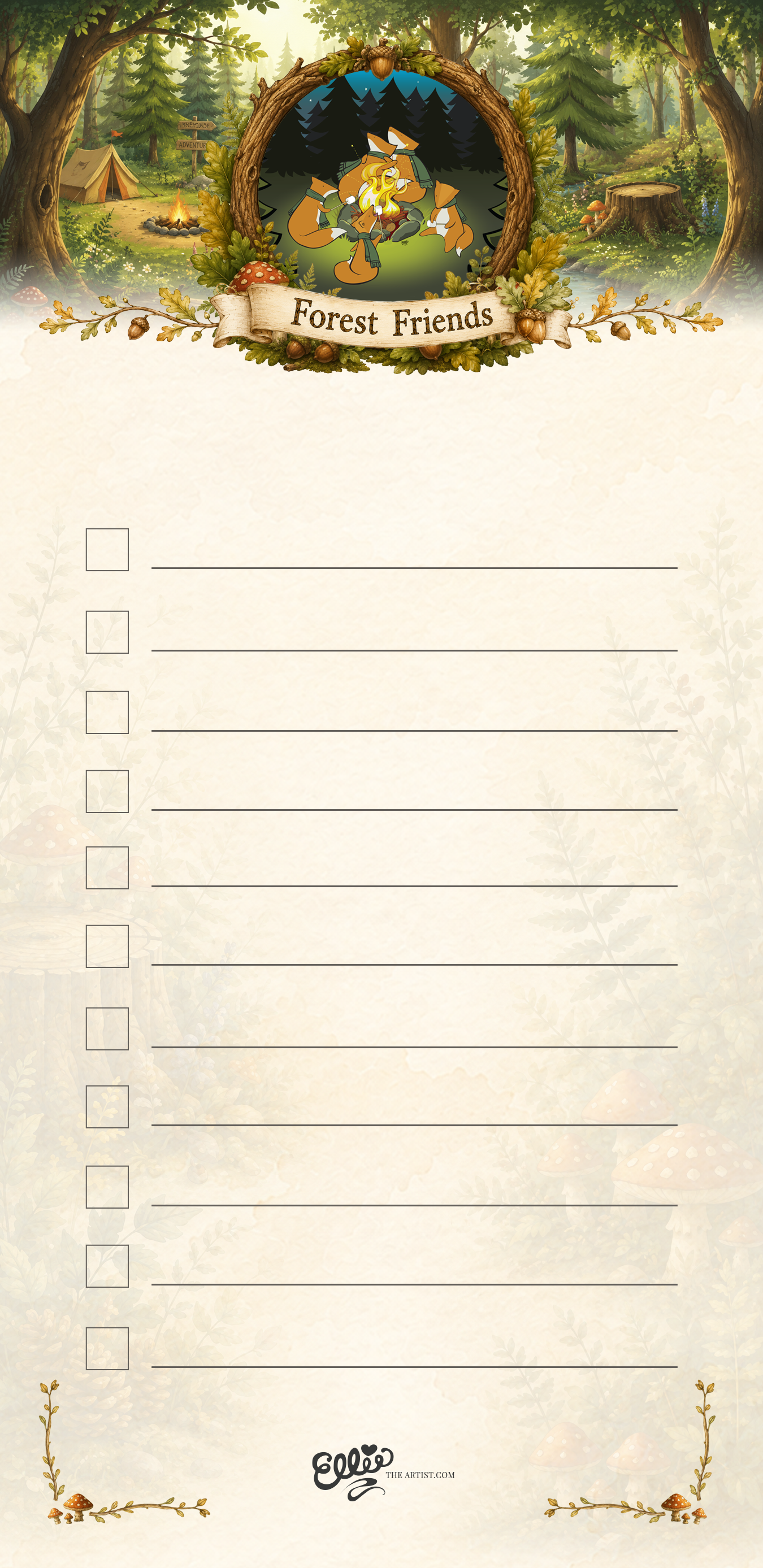 Fox Family Camping Trip magnetic notepad from the Forest Friends Collection