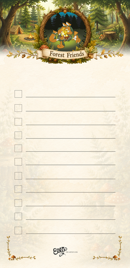 Fox Family Camping Trip magnetic notepad from the Forest Friends Collection