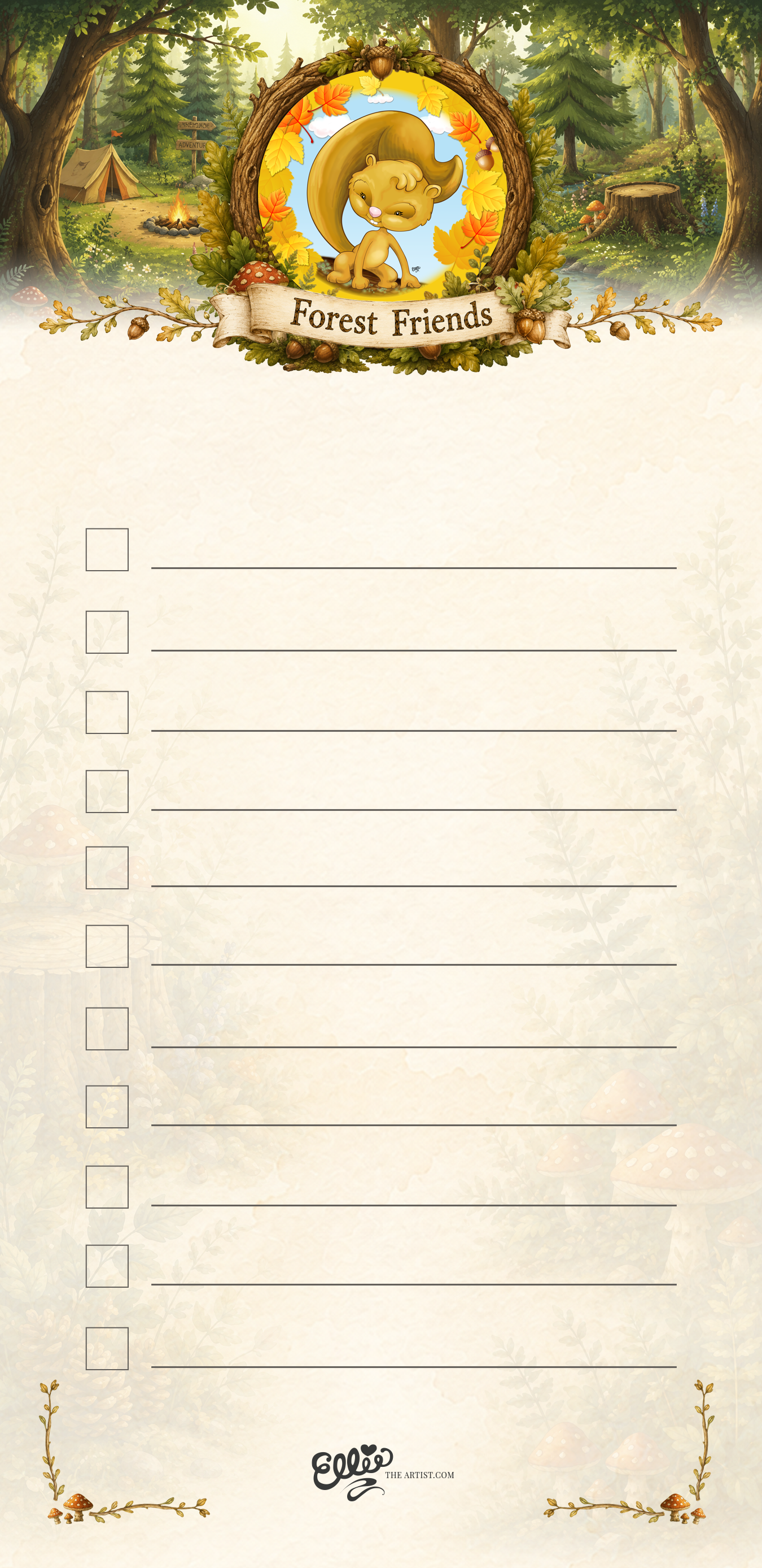 Autumn Squirrel magnetic notepad from the Forest Friends Collection