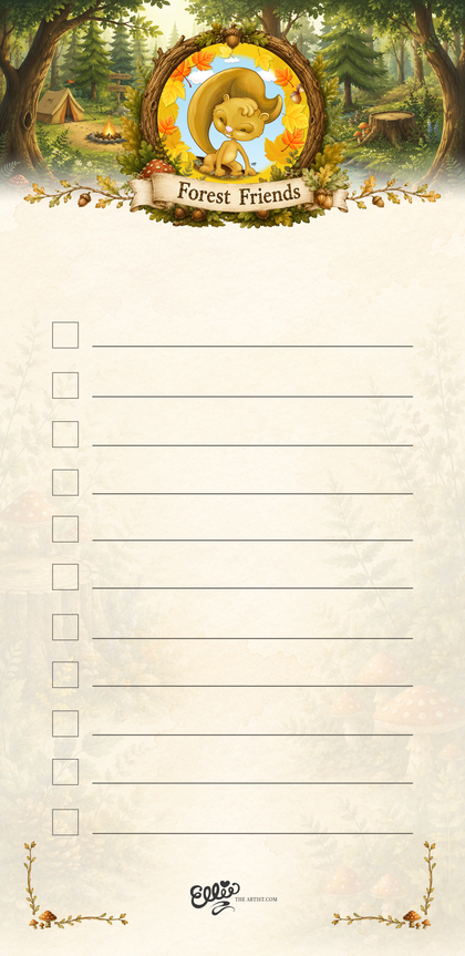 Autumn Squirrel magnetic notepad from the Forest Friends Collection