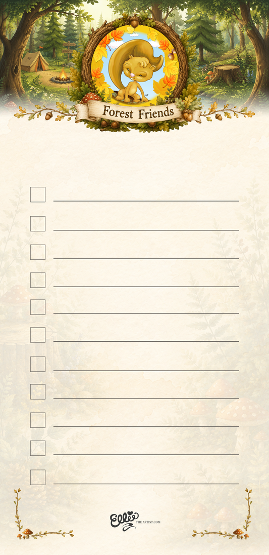 Autumn Squirrel magnetic notepad from the Forest Friends Collection