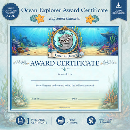 Ocean Explorer Printable Reward Certificate | Kids Award Certificate (Digital Download)