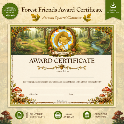Forest Friends Printable Reward Certificate | Kids Award Certificate Digital Download