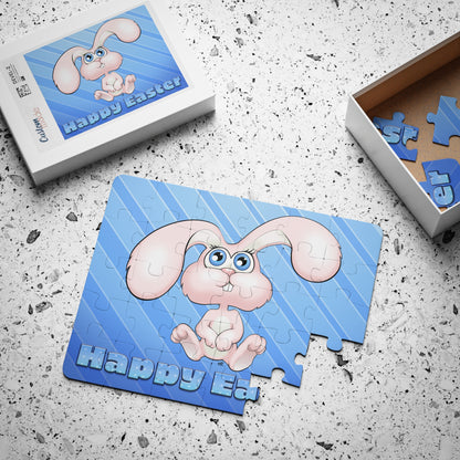 Happy Easter Bunny Cartoon Kids Puzzle (30 Piece) - Fun Learning Activity Gift for Kids