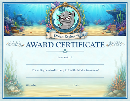 Ocean Explorer Reward Certificate Pad | Kids Award Certificates