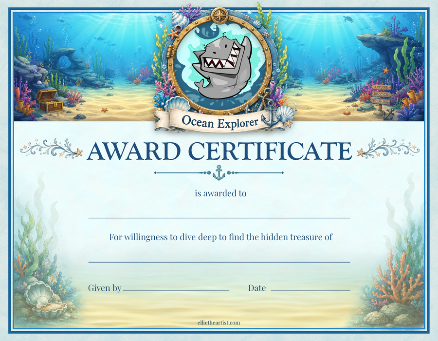 Ocean Explorer Reward Certificate Pad | Kids Award Certificates