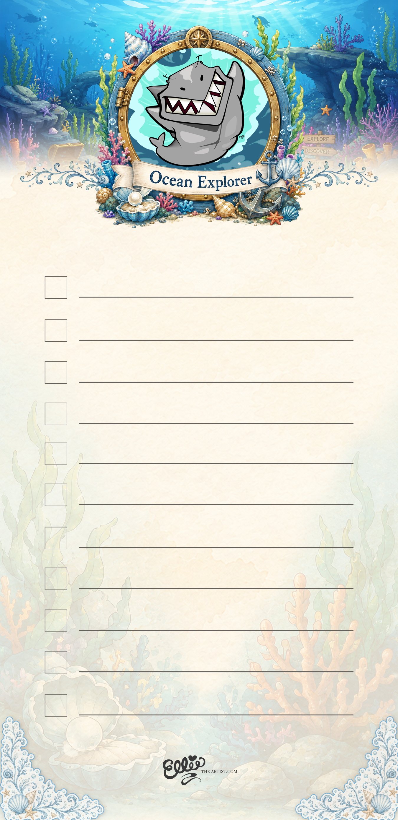 Buff Shark magnetic notepad from the Ocean Explorer Collection