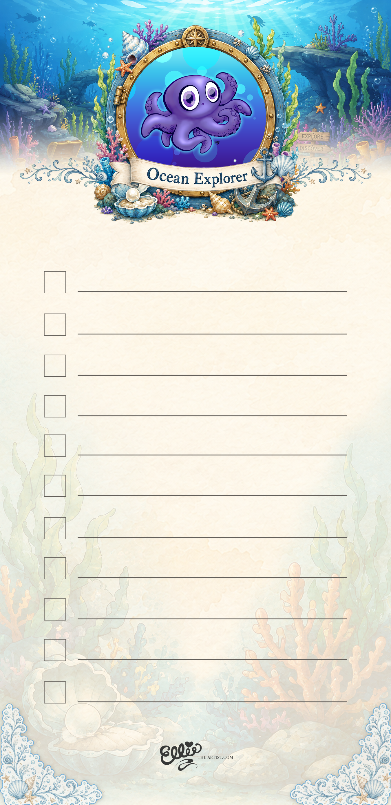 Baby Octopus magnetic notepad from the Ocean Explorer Collection
