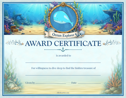Ocean Explorer Reward Certificate Pad | Kids Award Certificates