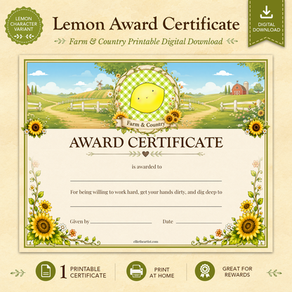 Farm & Country Printable Reward Certificate | Kids Award Certificate Digital Download