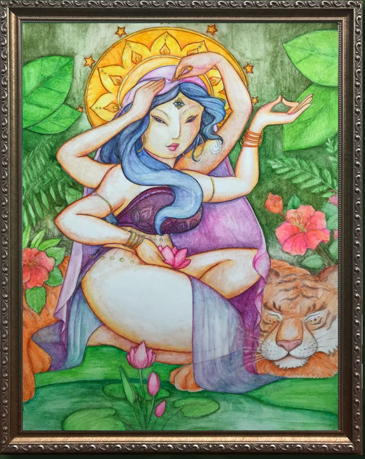 ORIGINAL ARTWORK: 'Pavarti and Her Tiger' Fine Art