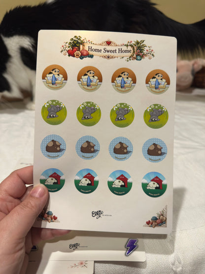 Home Sweet Home Cartoon Sticker Sheet