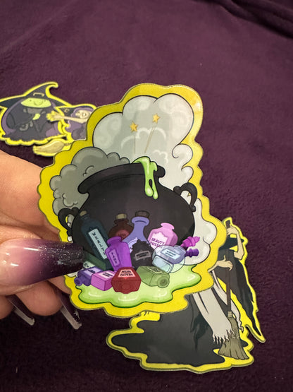 STICKER PACK: Witches Potion Shop, Witches and Cauldron | 4-Pack
