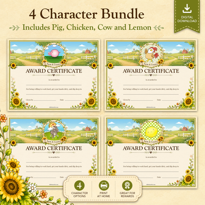 Farm & Country Printable Reward Certificate | Kids Award Certificate Digital Download