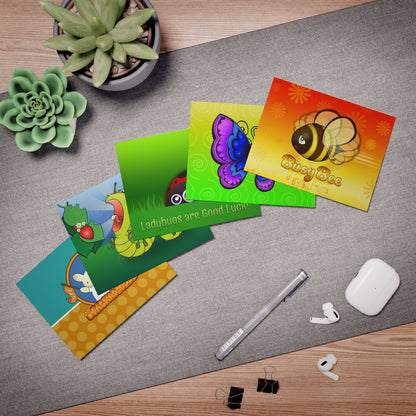In the Garden Cartoon Art Greeting Cards - Set of 5