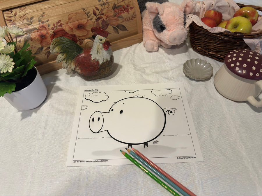 FREE Moogy the Pig Coloring Page (Digital Download)