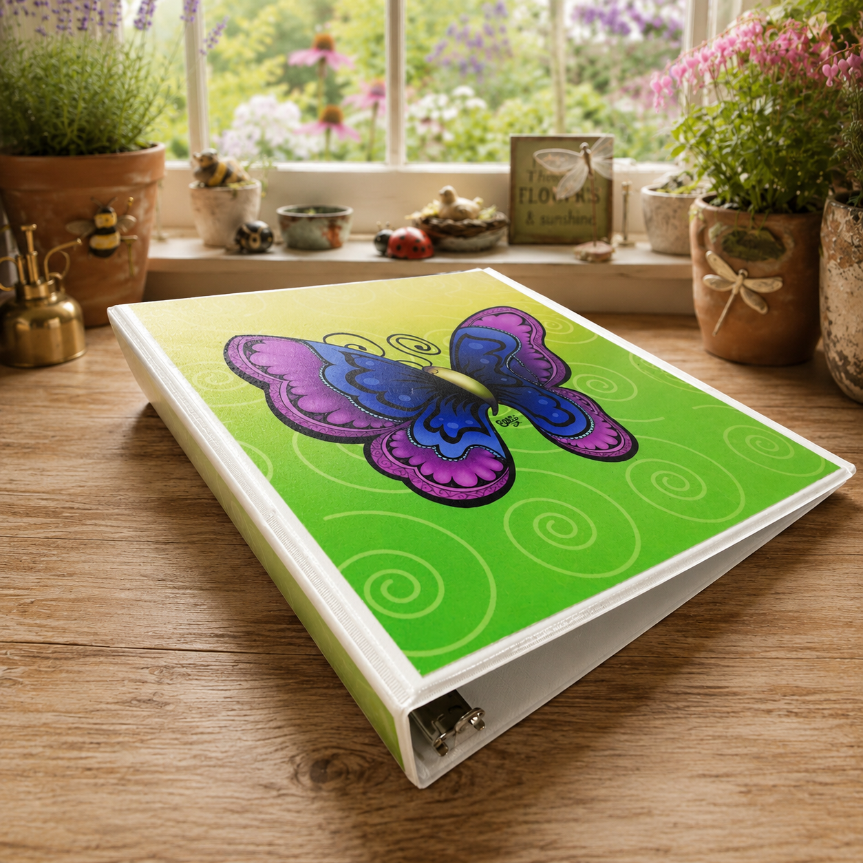 Joyful Butterfly 3-Ring Binder – Cute Garden Bug School Binder