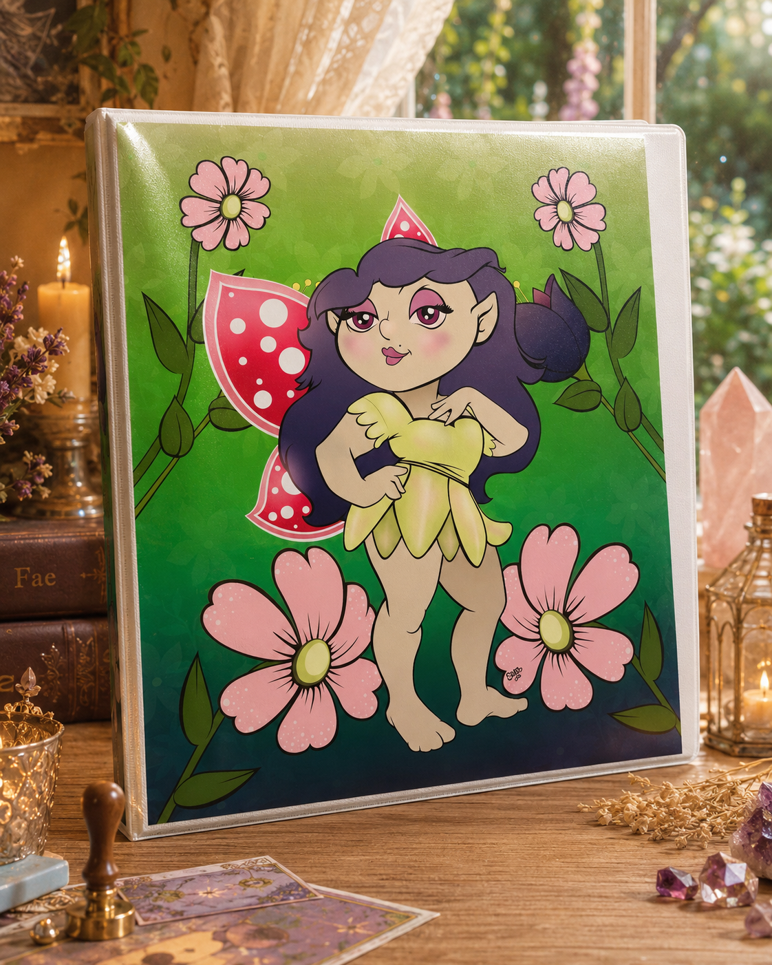 Sassy Fairy 3-Ring Binder – Fantasy Land Cartoon School Binder with Cute Fairy Art