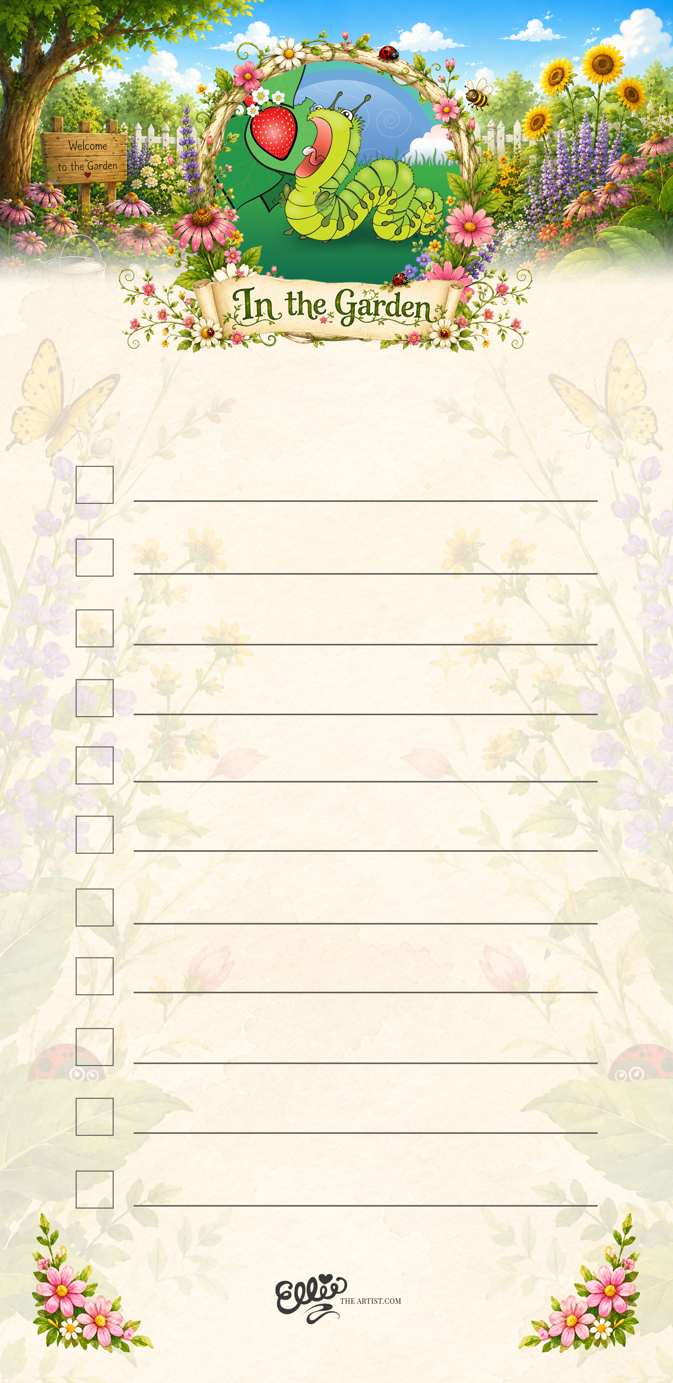 Nom Nom Caterpillar magnetic notepad from the In the Garden Collection