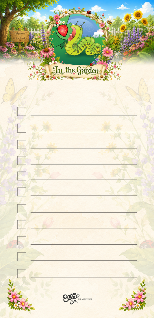 Nom Nom Caterpillar magnetic notepad from the In the Garden Collection
