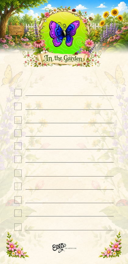 Joyful Butterfly magnetic notepad from the In the Garden Collection
