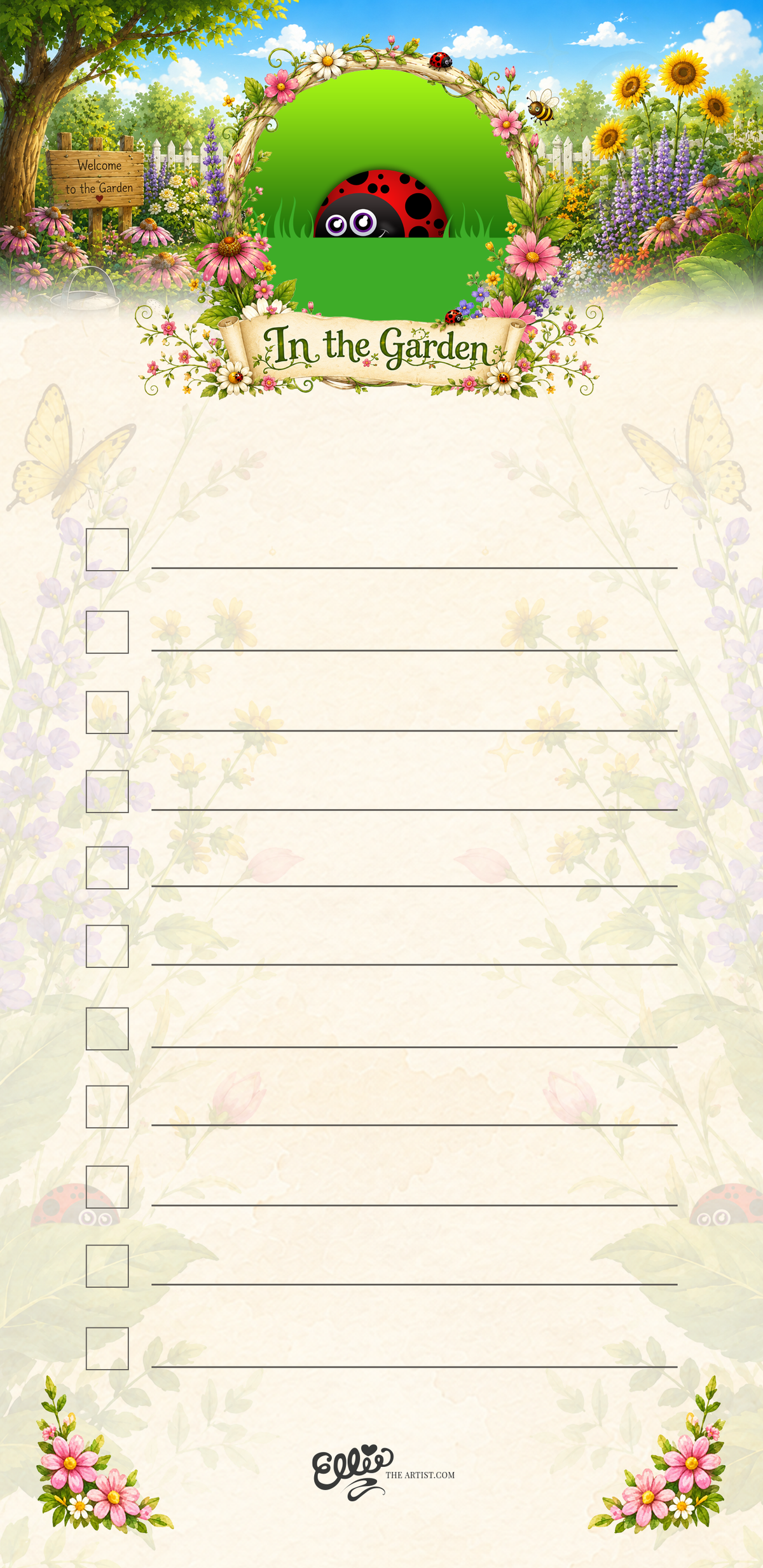 Ladybugs are Good Luck magnetic notepad from the In the Garden Collection