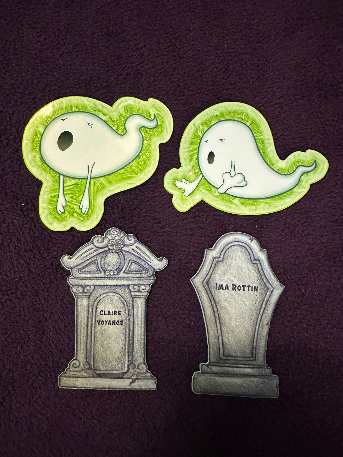STICKER PACK: Haunted Graveyard Ghosts and Tombstones of Claire Voyance and Ima Rottin | 4-Pack