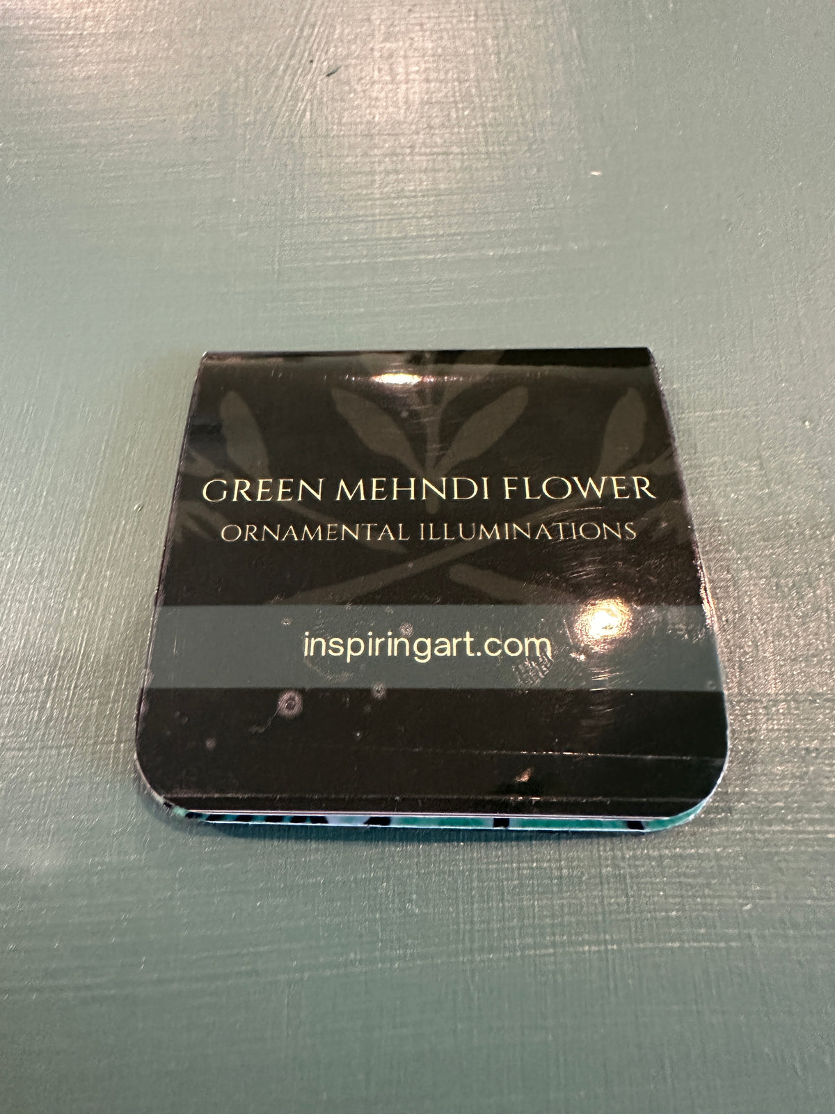 MAGNETIC BOOKMARK: 'Green Mehndi Flower' Fine Art Painting