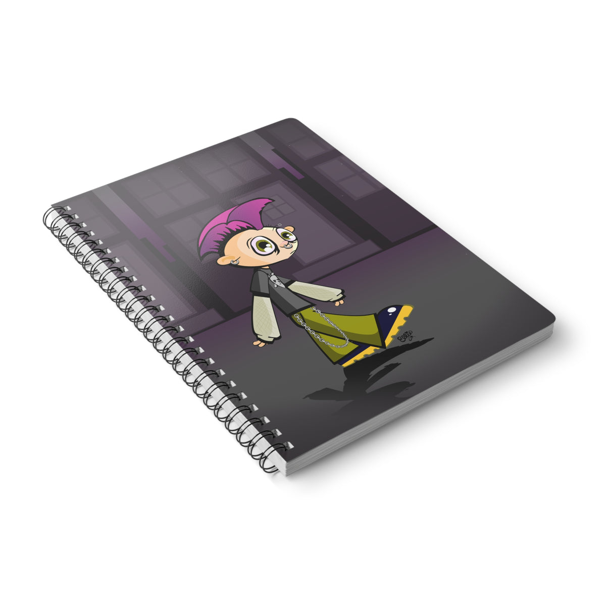 PUNK ROCK KID Cartoon Notebook – 150 lined pages A5 Wirobound Softcover