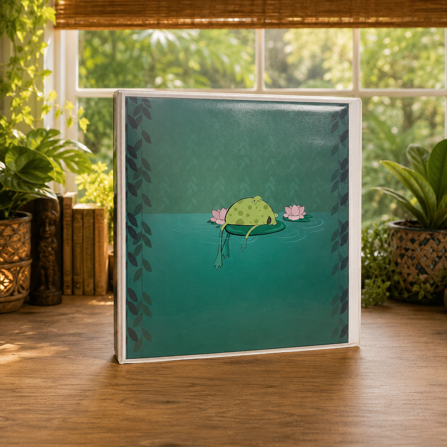 Frog on a Lilypad 3-Ring Binder – Cute Jungle Swamp School Binder