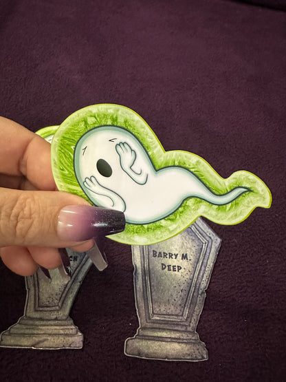 STICKER PACK: Haunted Graveyard Ghosts and Tombstones of Barry M. Deep and Al B. Bach | 4-Pack