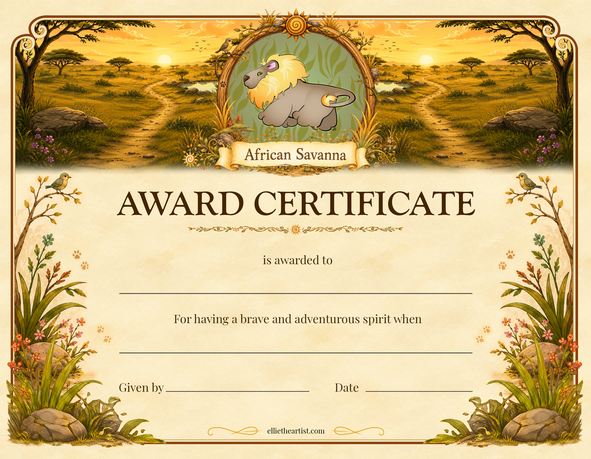 African Savanna Reward Certificate Pad | Kids Award Certificates
