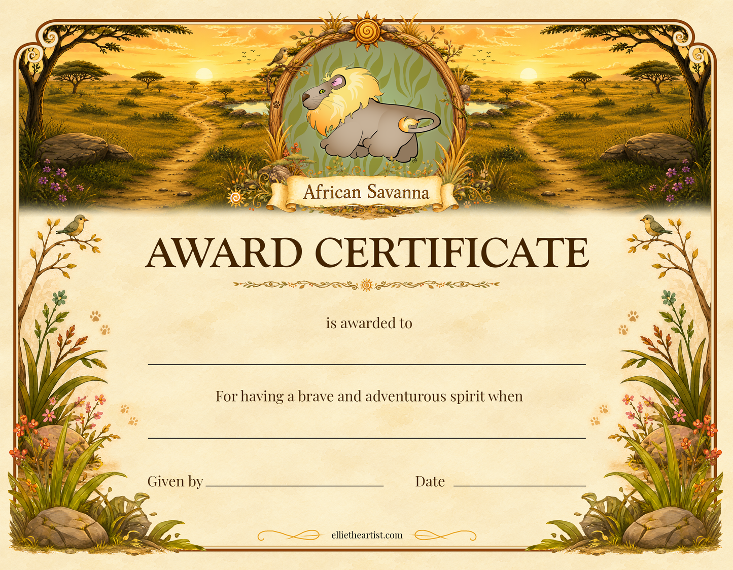 African Savanna Reward Certificate Pad | Kids Award Certificates