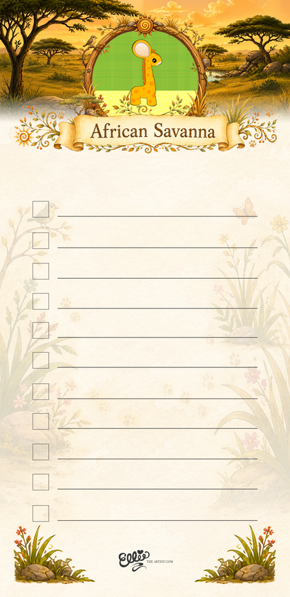Baby Giraffe magnetic notepad from the African Savanna Collection