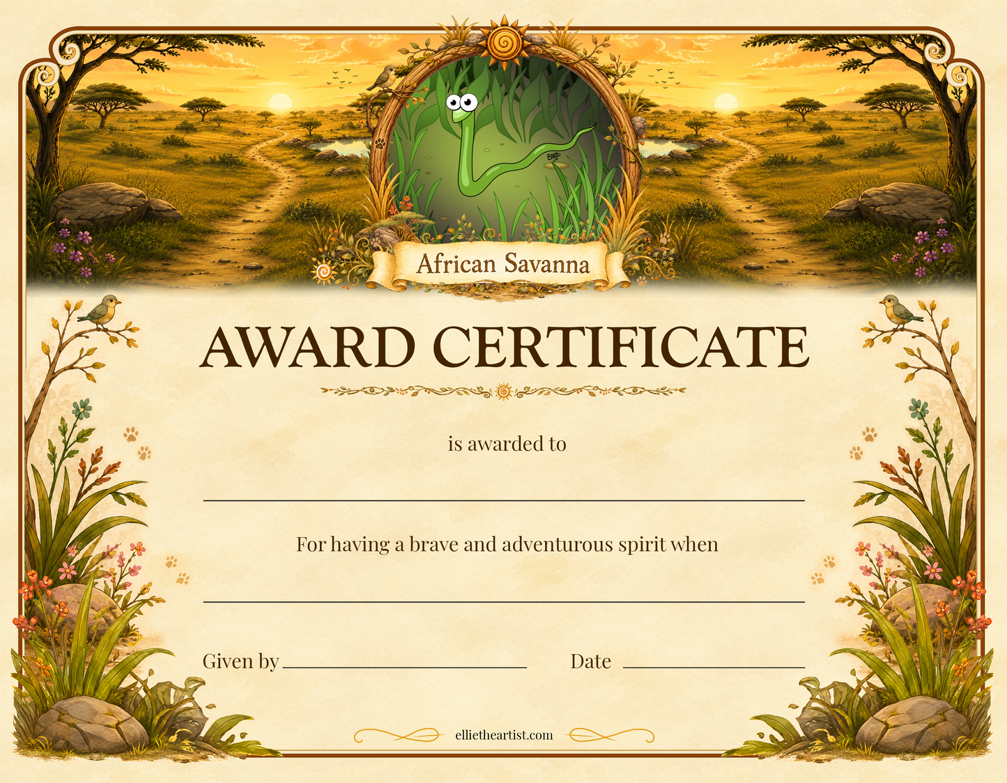 African Savanna Reward Certificate Pad | Kids Award Certificates