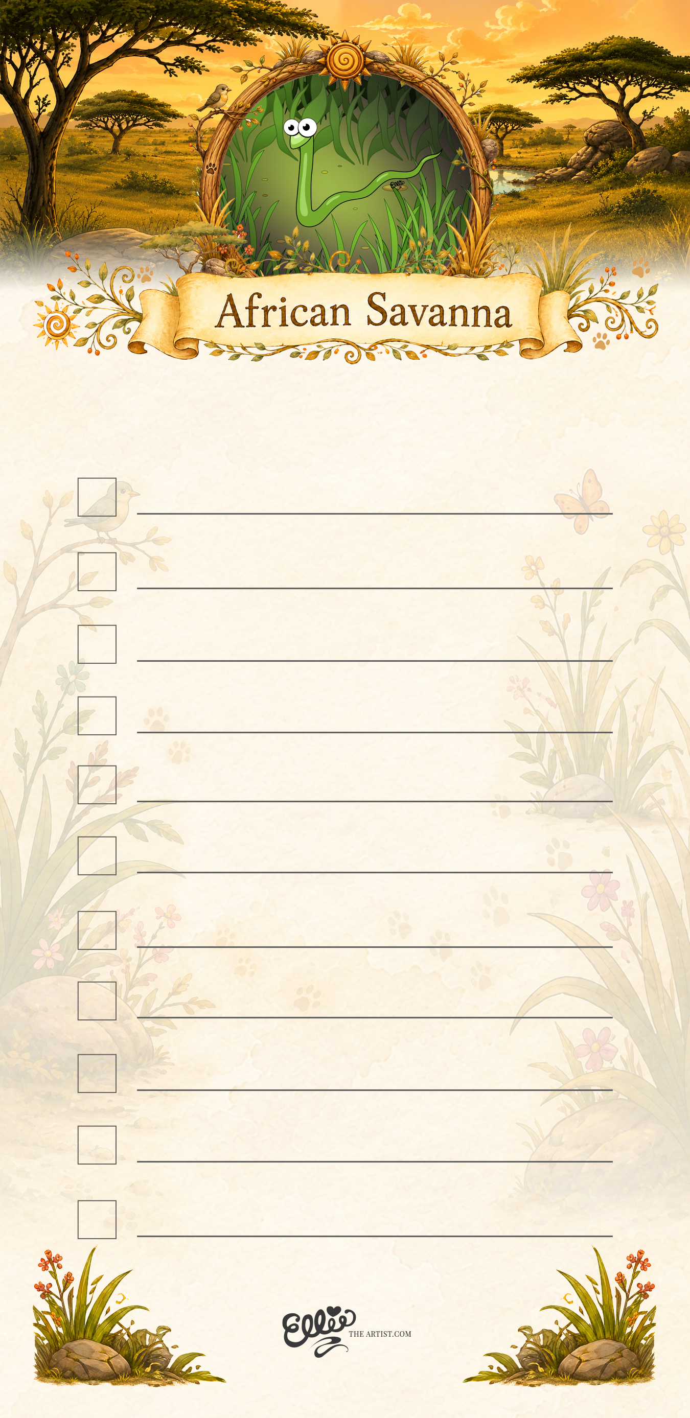 Sam the Slithery Snake magnetic notepad from the African Savanna Collection