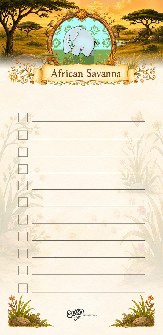 Baby Elephant Goes for a Walk magnetic notepad from the African Savanna Collection