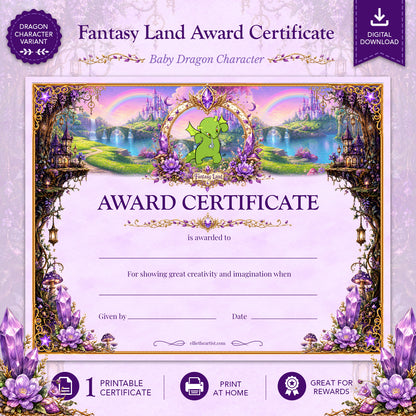 Fantasy Land Printable Reward Certificate | Kids Award Certificate Digital Download