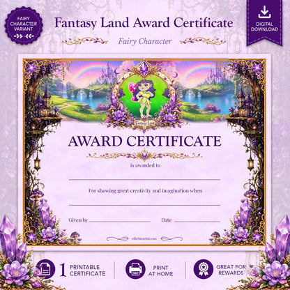 Fantasy Land Printable Reward Certificate | Kids Award Certificate Digital Download