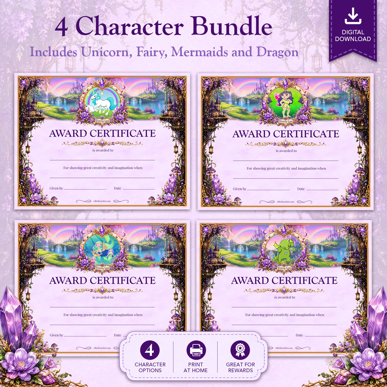 Fantasy Land Printable Reward Certificate | Kids Award Certificate Digital Download