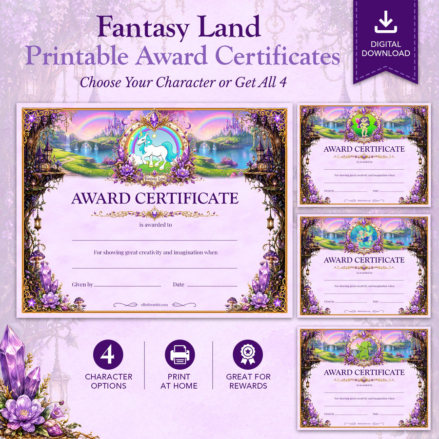 Fantasy Land Printable Reward Certificate | Kids Award Certificate Digital Download