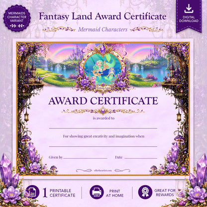 Fantasy Land Printable Reward Certificate | Kids Award Certificate Digital Download