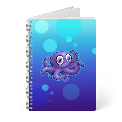 SHY BABY OCTOPUS Cartoon Notebook – 150 lined pages A5 Wirobound Softcover