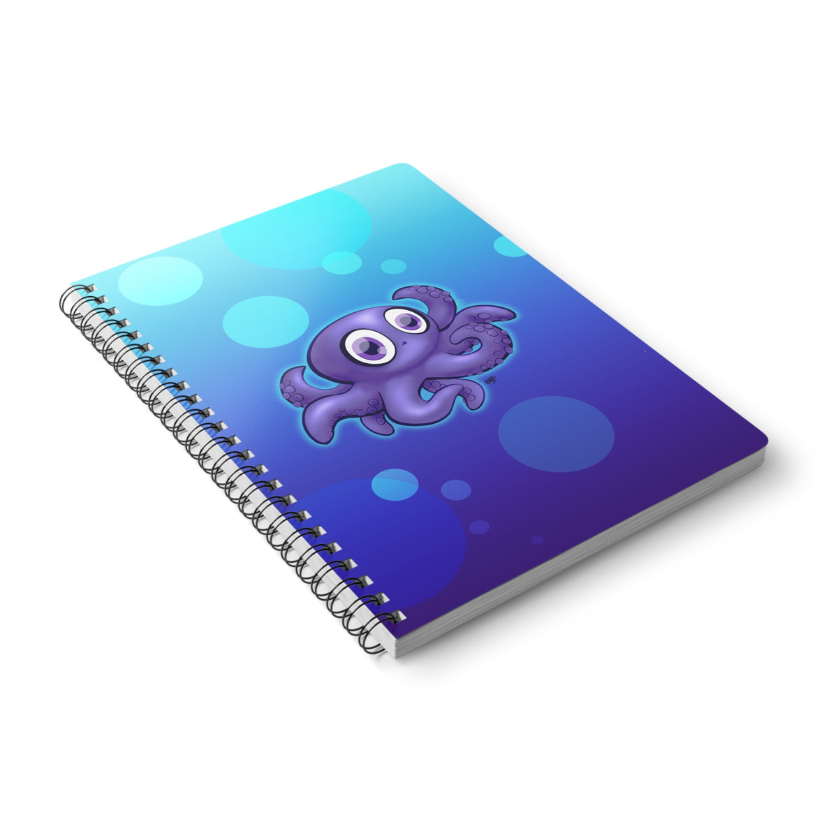 SHY BABY OCTOPUS Cartoon Notebook – 150 lined pages A5 Wirobound Softcover